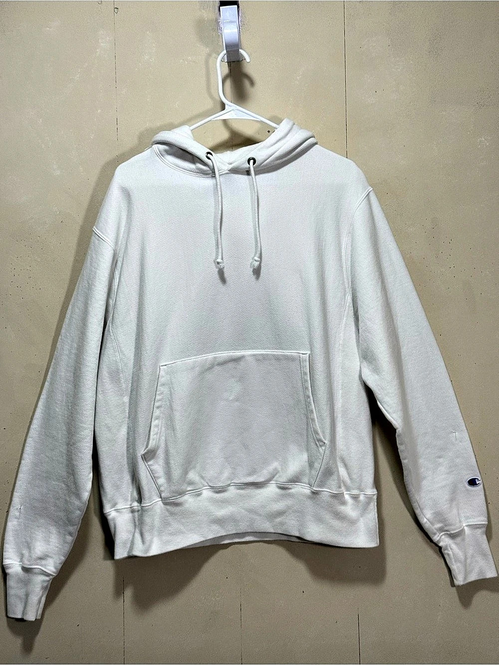 Champion Reverse Weave Hoodie White Size Medium